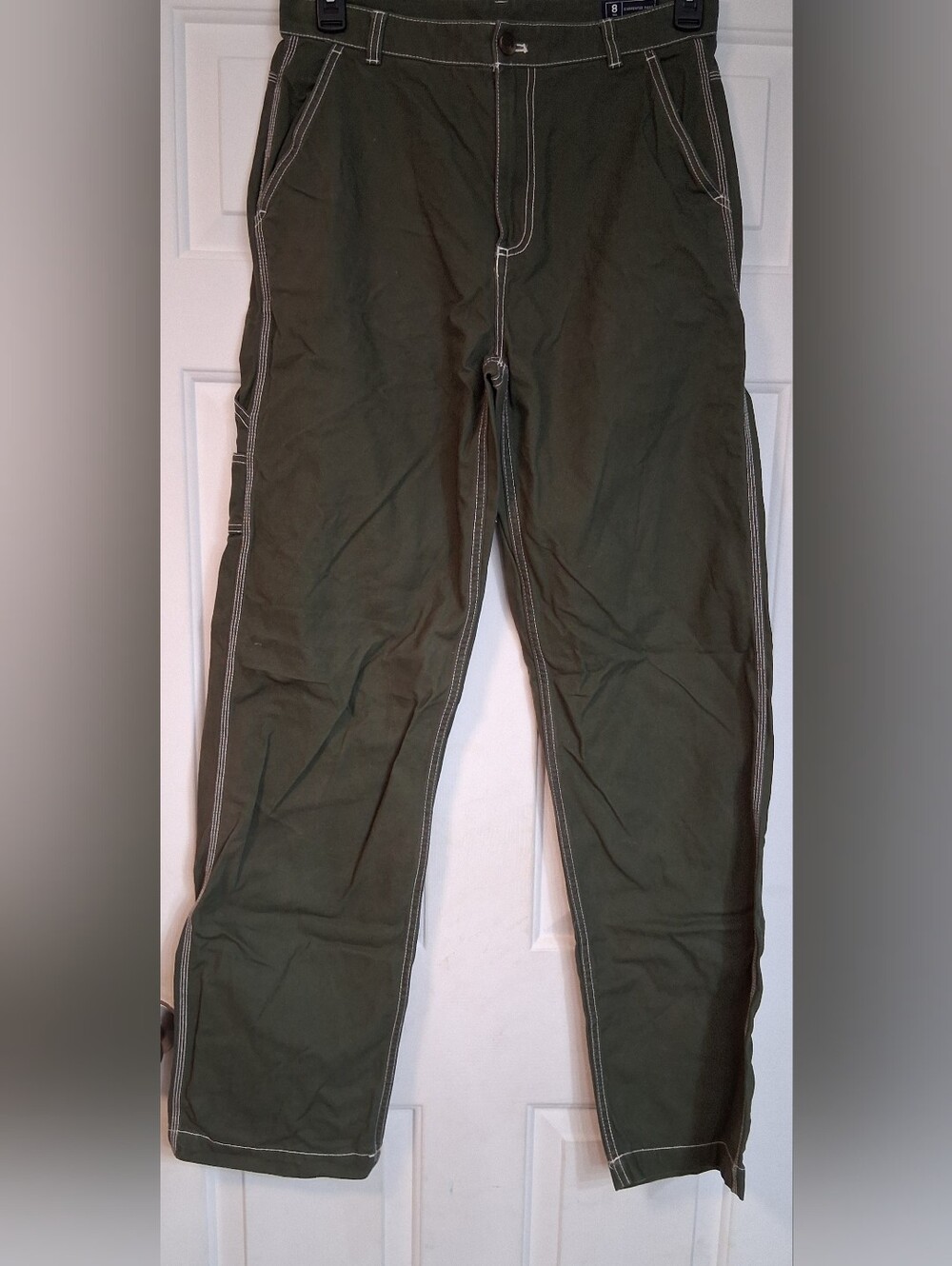 GAP Olive Green Cargo Utility Pants Contrast Stitching 8 Tall